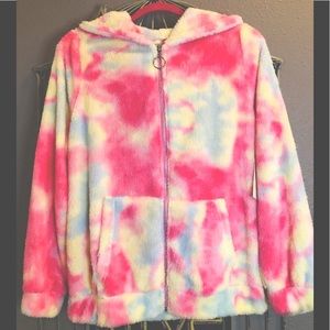 LIGHTWEIGHT HOODIE TIE DIED SWEATSHIRT FLEECE SWEATER ZIP UP FRONT  NEW  M